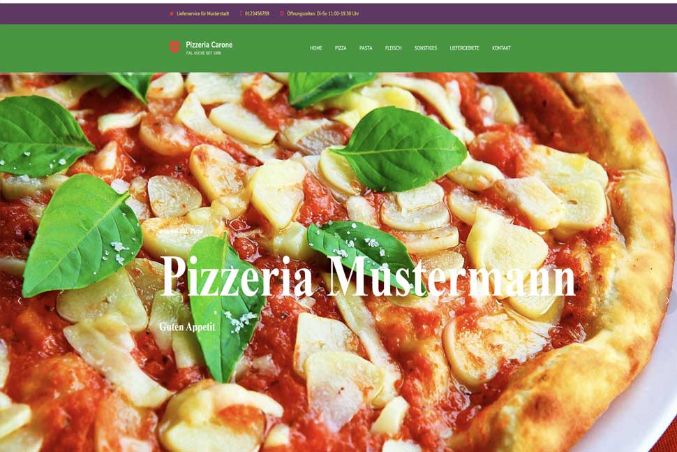 homepage pizzeria website